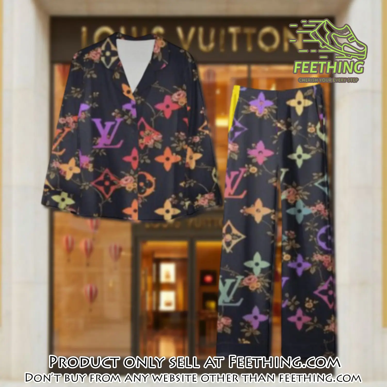 Trending luxury lv satin pajama set pjs1084 ft5903895